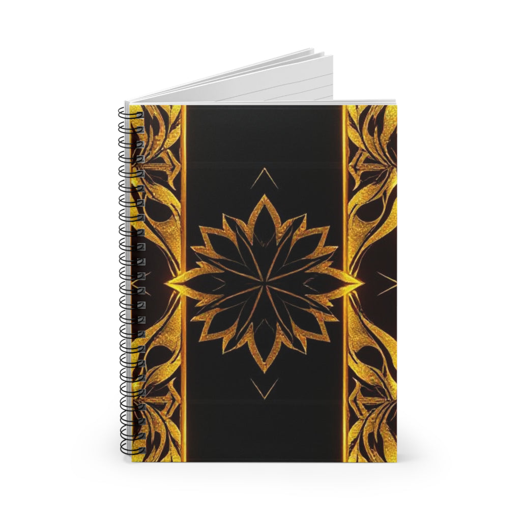 Elegant Gold Floral Spiral Notebook - Ruled Line for Creative Minds