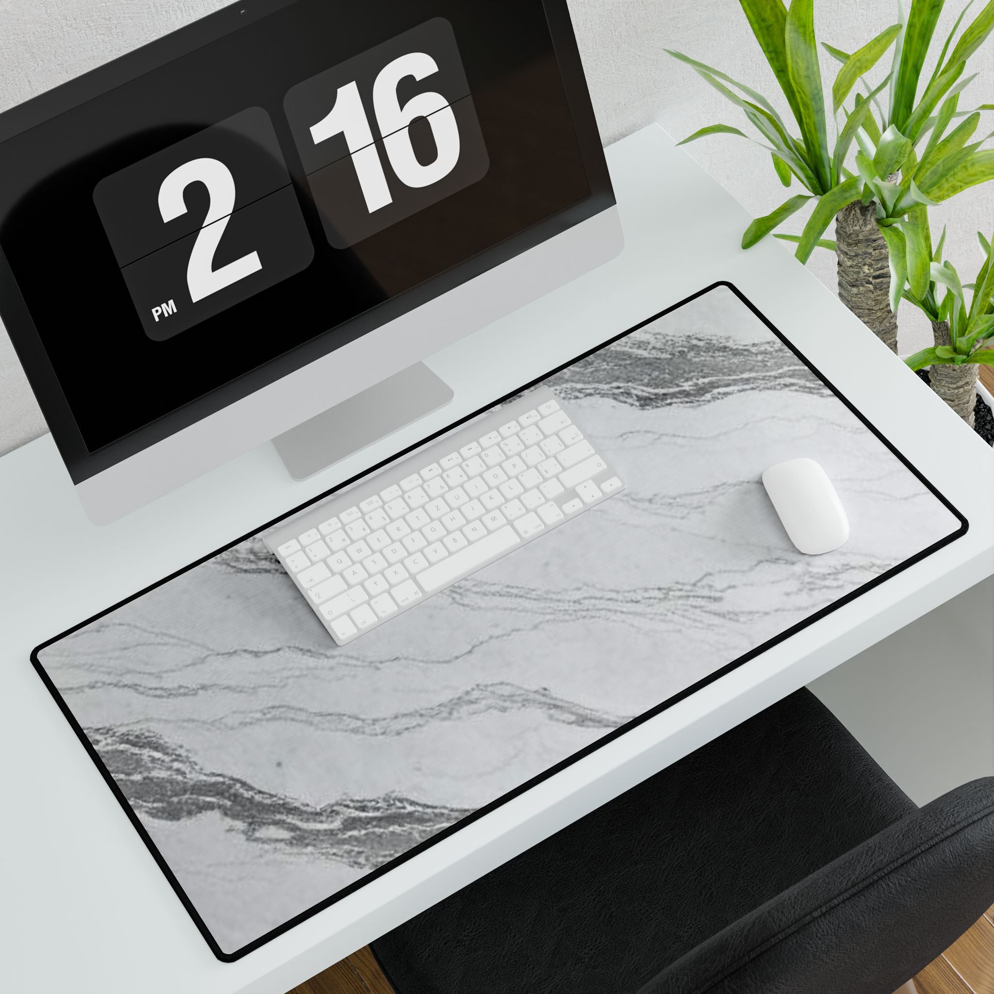 Elegant Marble & Classic Black Desk Mats - Perfect for Home Office & Study Spaces