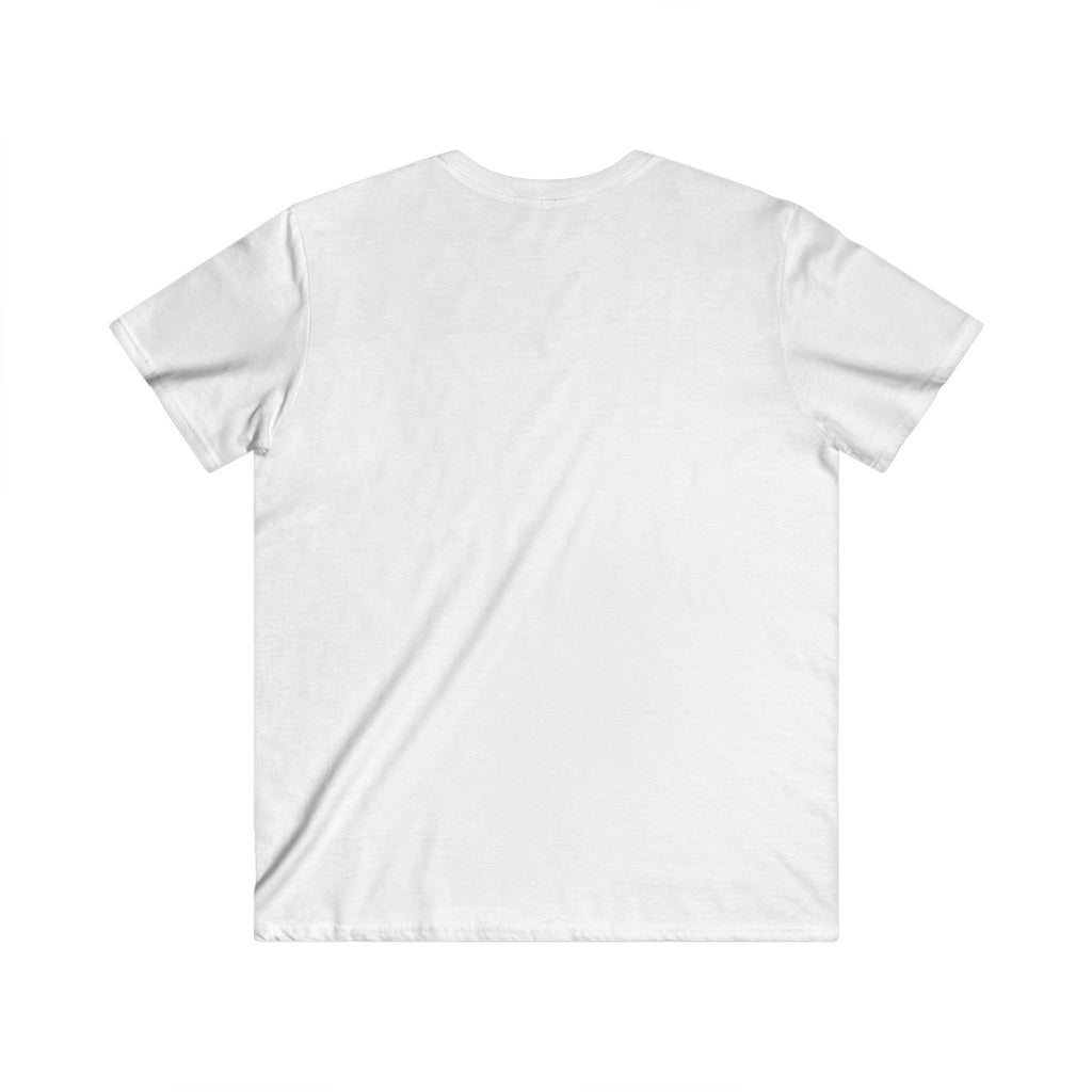 Artistic Baseball Player Men's Fitted V-Neck Tee - Playful Art for Music Lovers