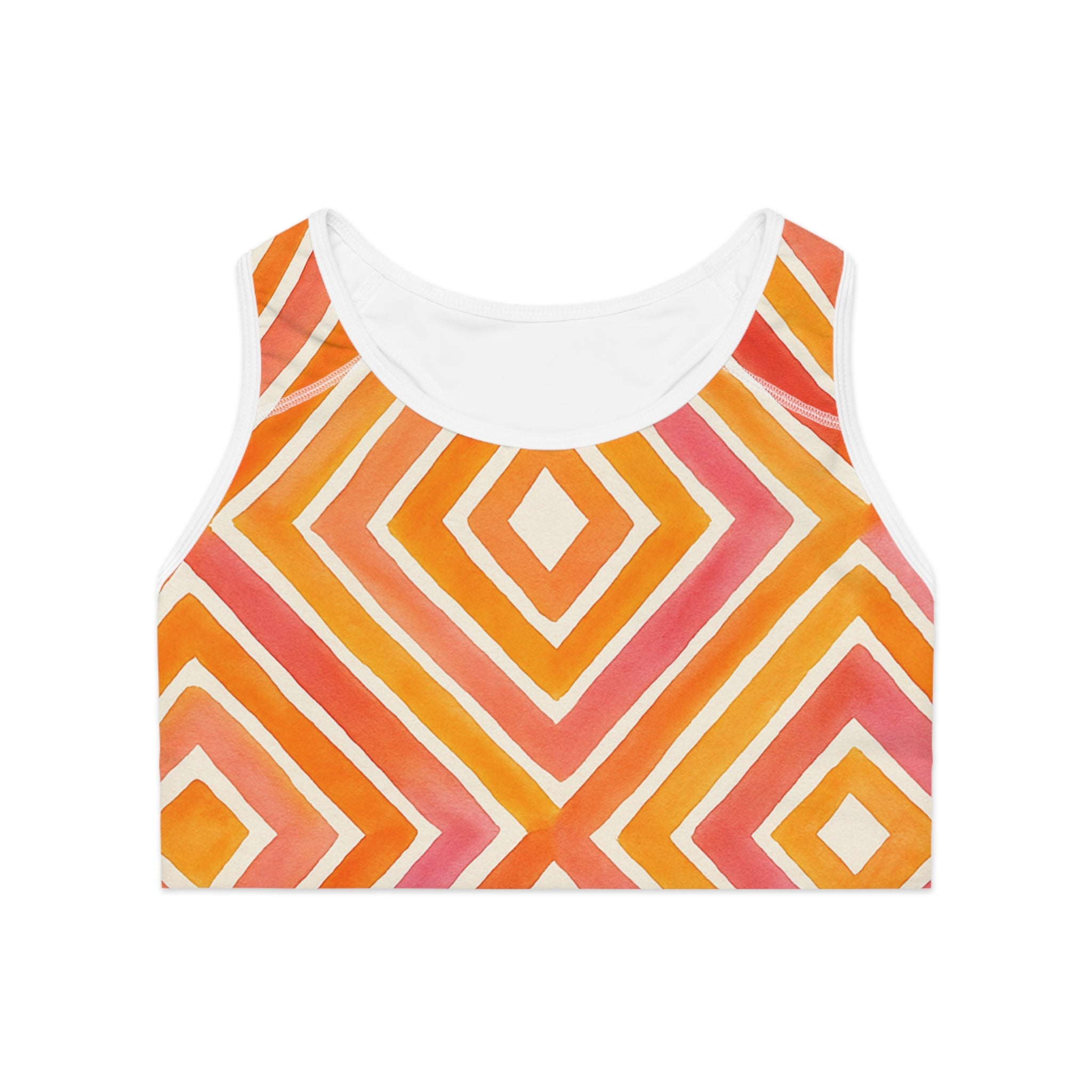 Vibrant Geometric Sports Bra, Athletic Wear, Yoga Top, Workout Gear, Fitness Apparel, Gym Clothing