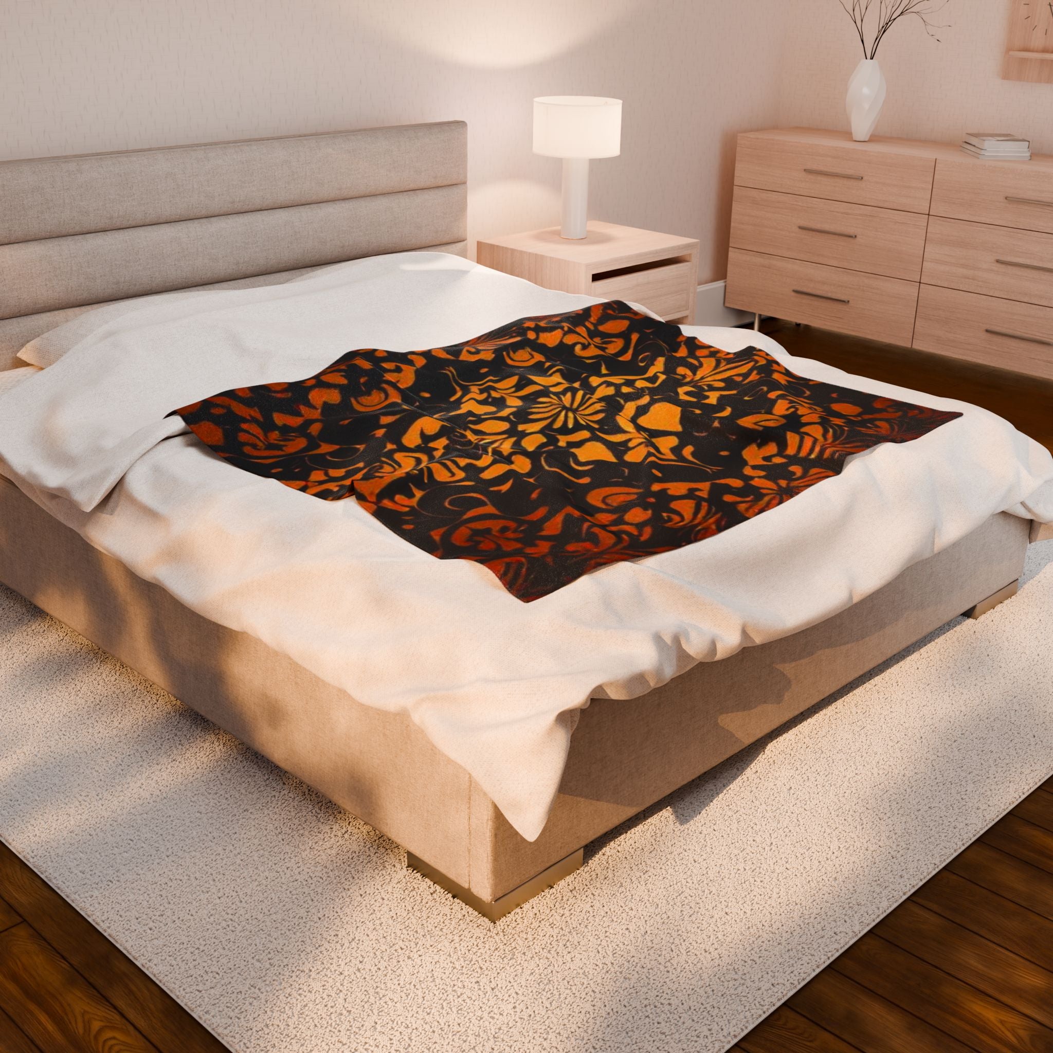 Cozy Velvet Plush Blanket | Warm Decorative Throw with Elegant Floral Design