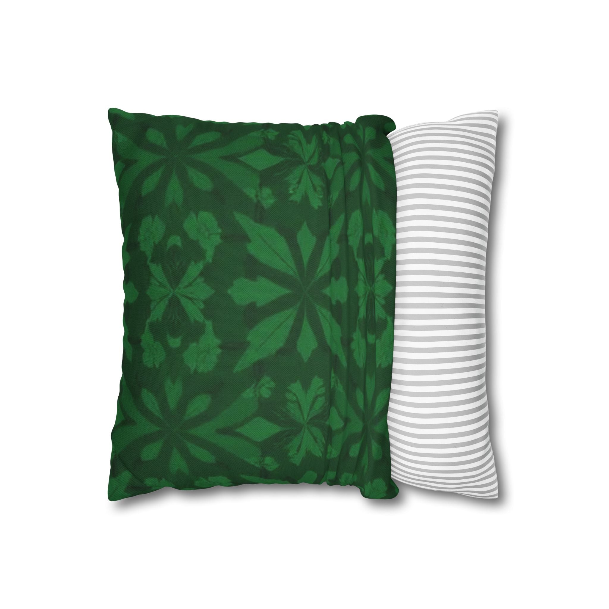 Bohemian Green Floral Pillowcase - Cozy Square Cushion Cover for Home Decor