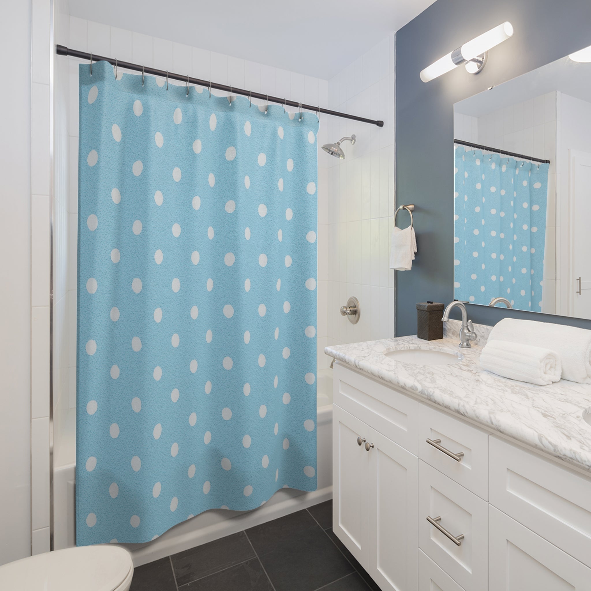 Charming Polka Dot Shower Curtain – Brighten Your Bathroom with Fun Design