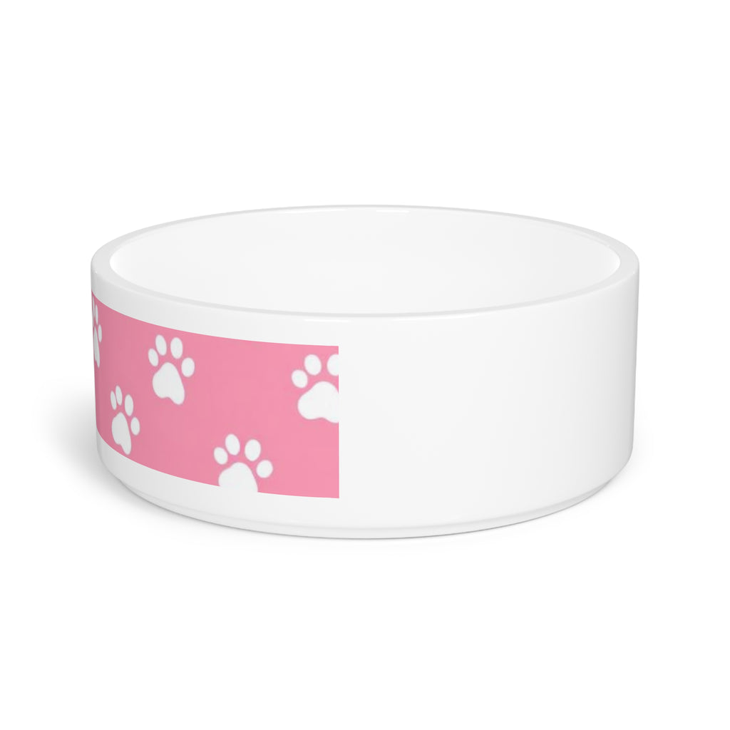Cute Pink Pet Bowl with Paw Print Design