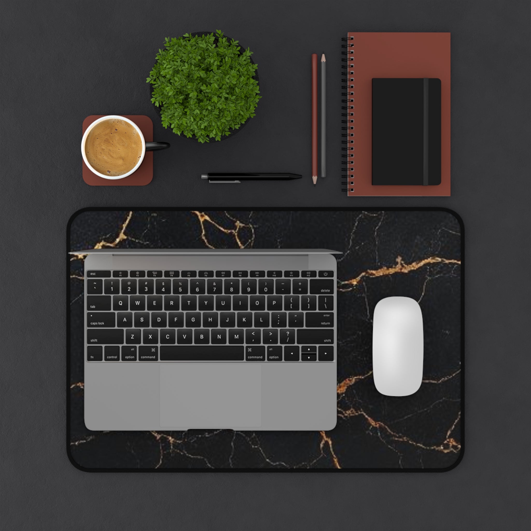 Elegant Black Marble Desk Mat for Home Office