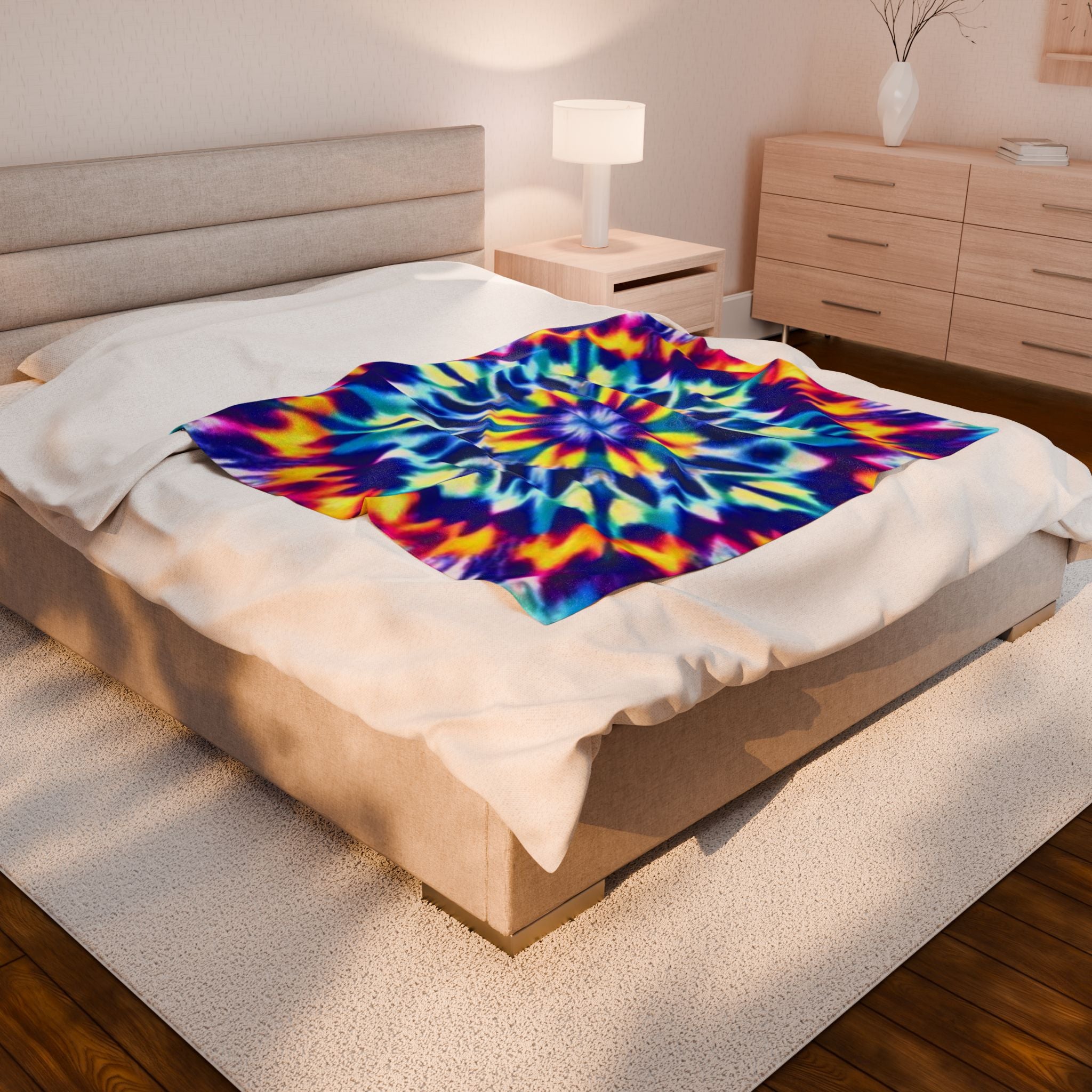 Cozy Velveteen Plush Blanket - Tie-Die Design for Home Décor