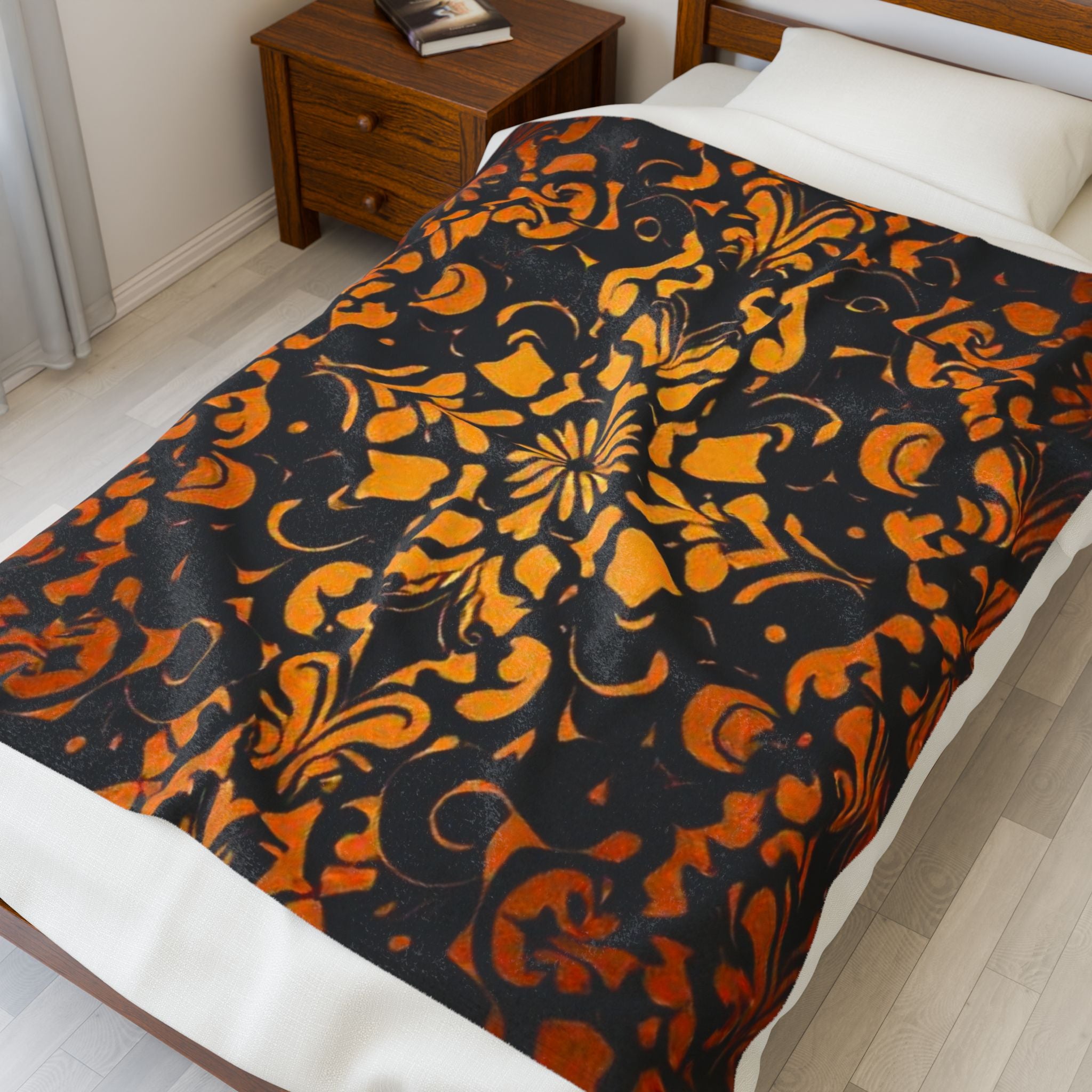 Cozy Velvet Plush Blanket | Warm Decorative Throw with Elegant Floral Design